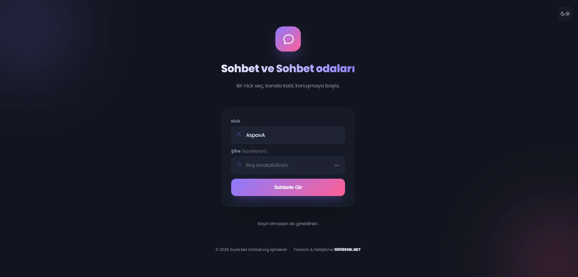RENK V1 Sohbet apleti
